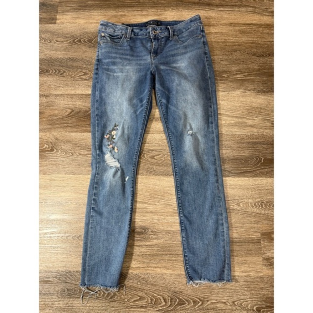 Lucky Brand Jeans Women's 8/29 Lolita Skinny Embroidered‎ Raw Hem Distressed